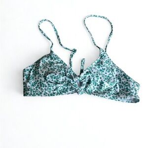 Green Floral Bikini Top